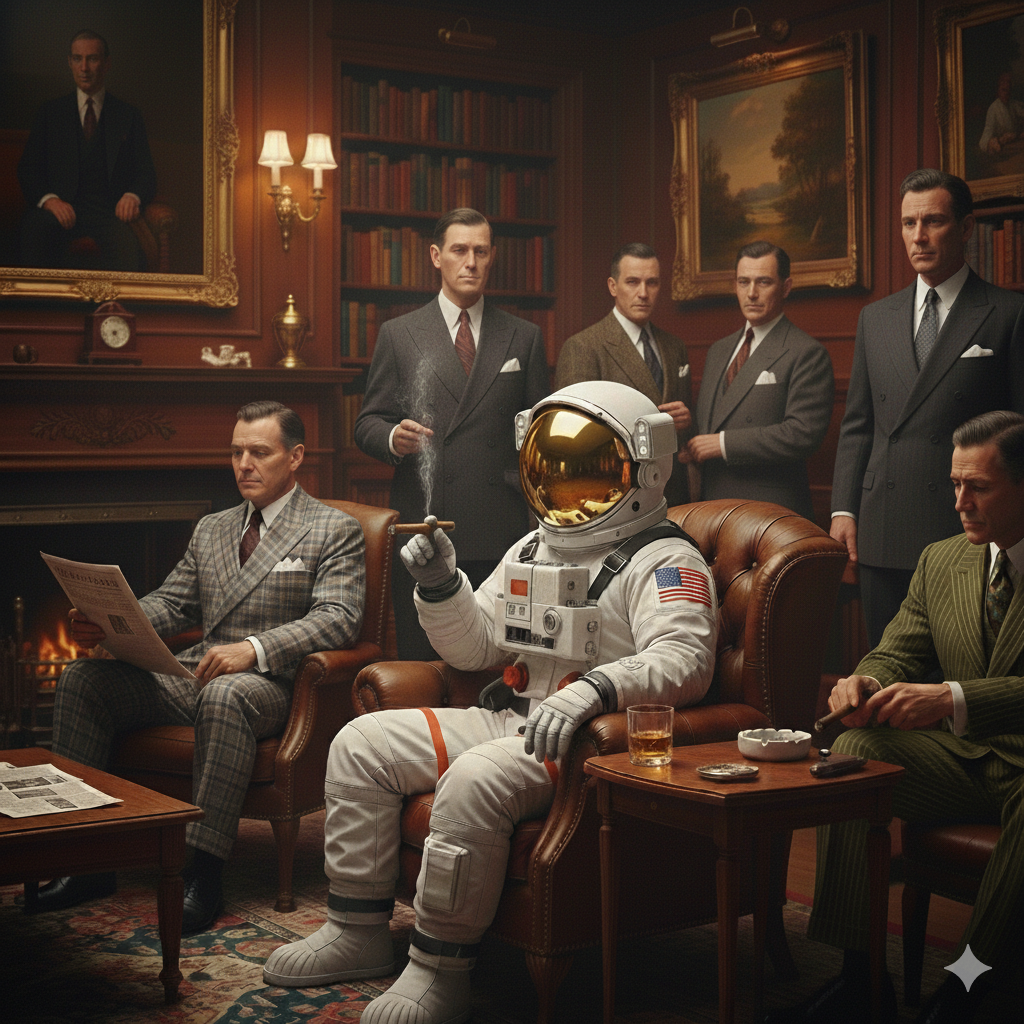 The Boardroom Mission: Library Lounge Graphic Tee Strategy, Smoke, and Zero-Gravity Ambition.