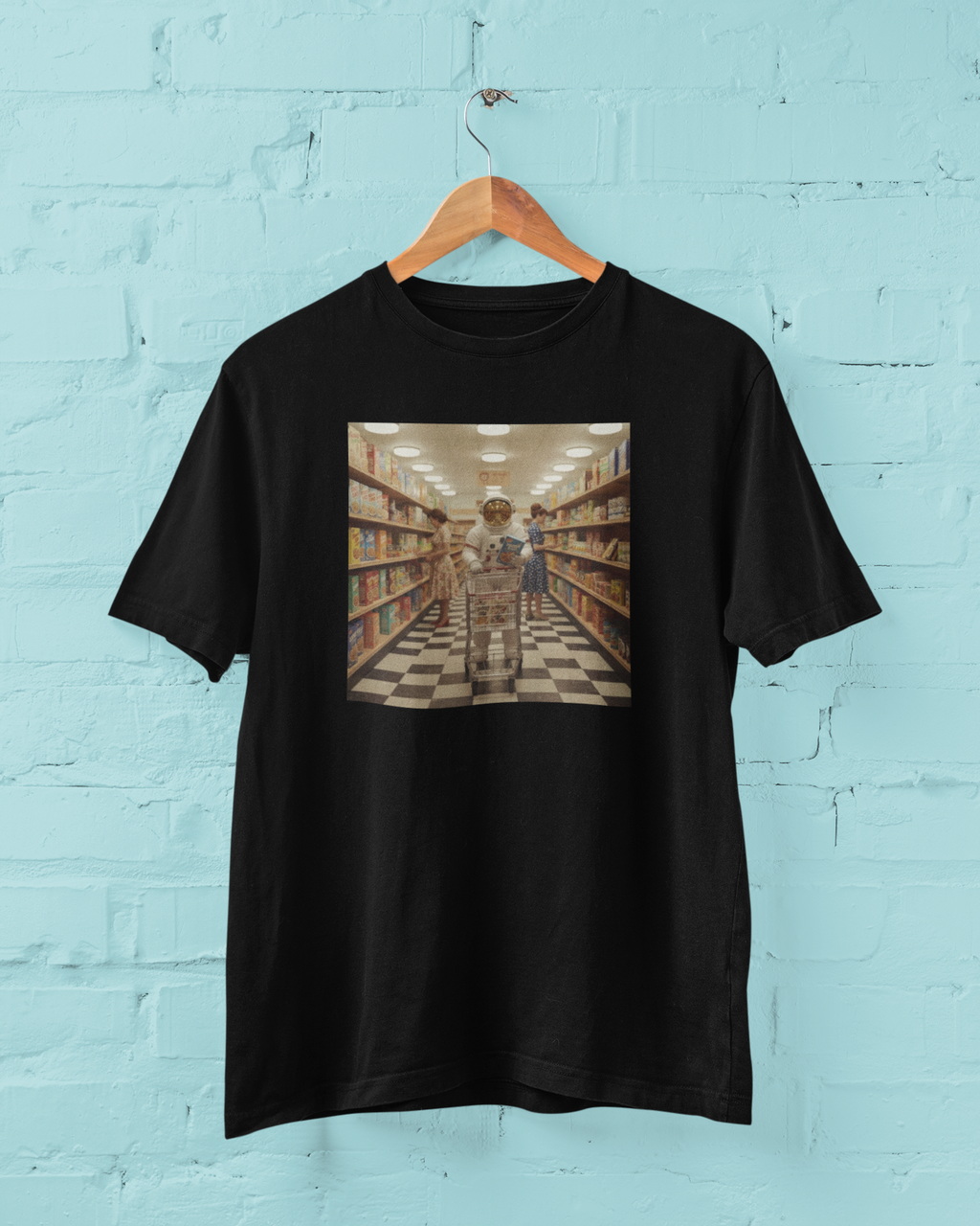 Supermarket Orbit: The Grocery Run Graphic T-Shirt