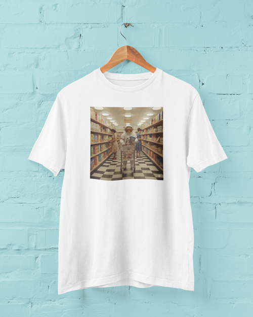 Supermarket Orbit: The Grocery Run Graphic T-Shirt